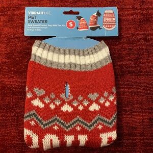 Vibrant Red and Gray Pet Sweater